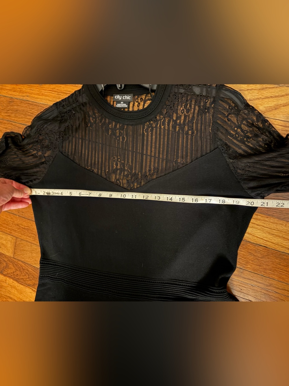 City Chic women’s Black knit Lace Panel long sleeve dress Sz 14w XS never worn - Picture 4 of 11